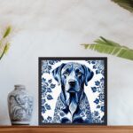 Quadro Labrador Estilo Azulejo Português - 33x33 Cm