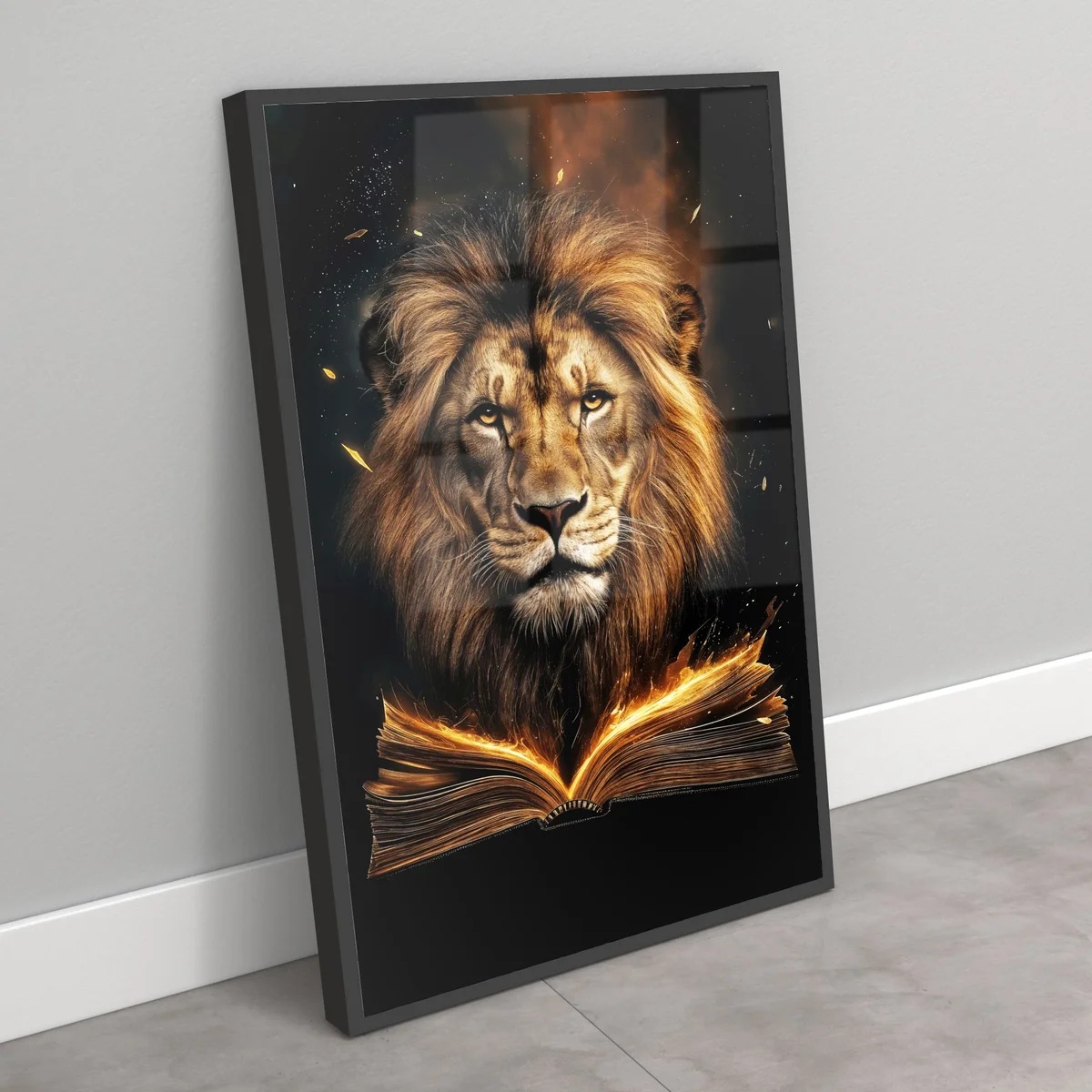 Quadro Leão De Judá Com Bíblia - 70x50 Cm