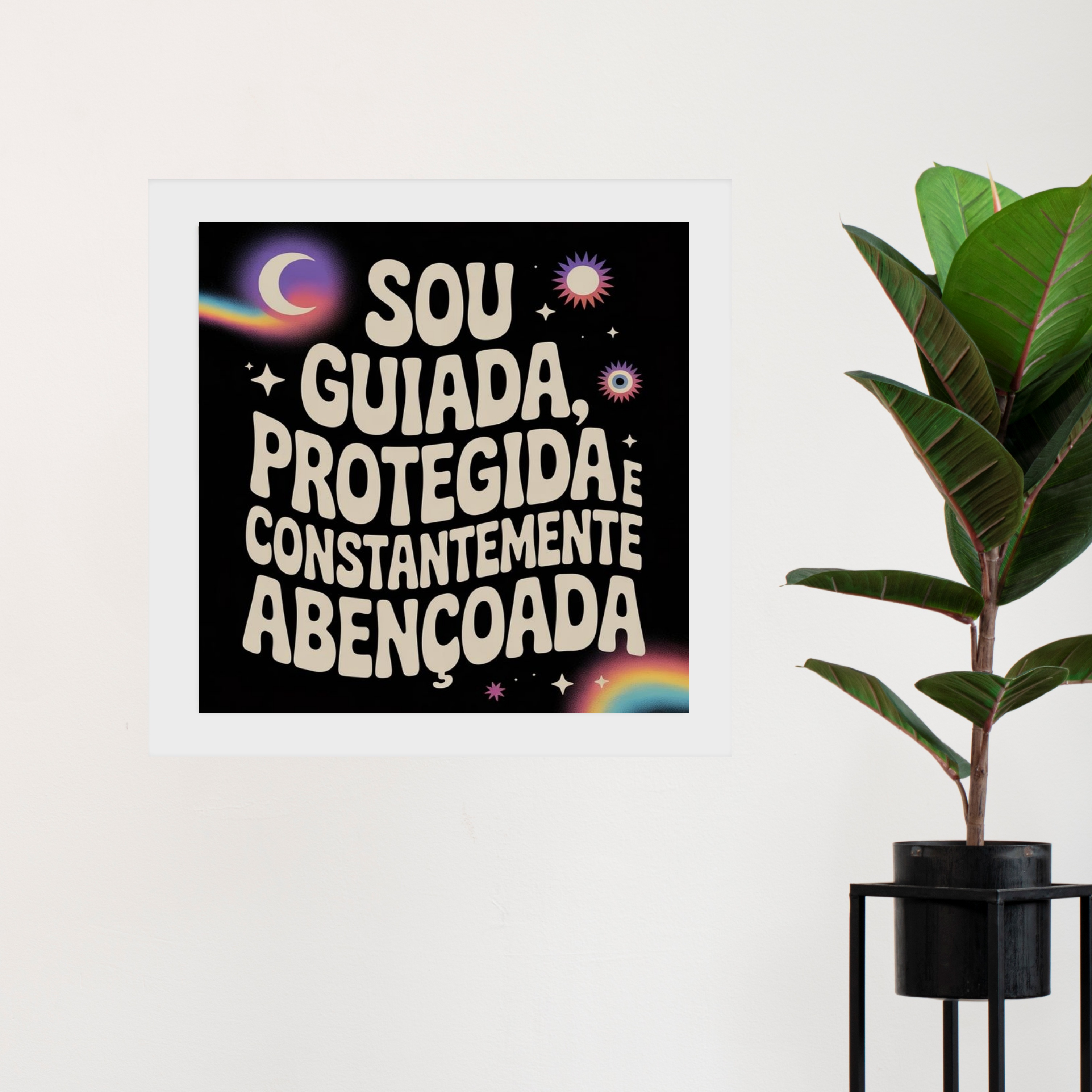Quadro Lei Atração Guiada e Abençoada - 33x33 Cm b