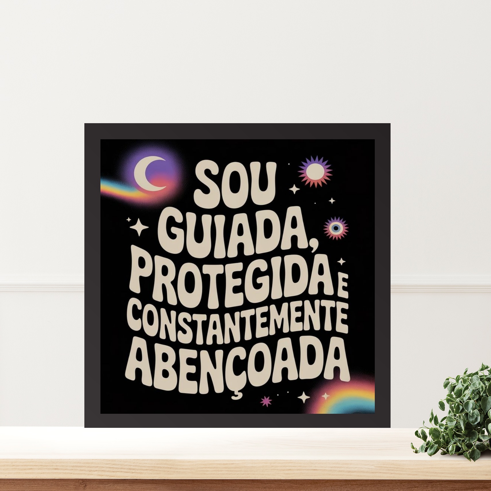 Quadro Lei Atração Guiada e Abençoada - 33x33 Cm