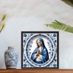 Quadro Nossa Senhora Estilo Azulejo Português - 33x33 Cm