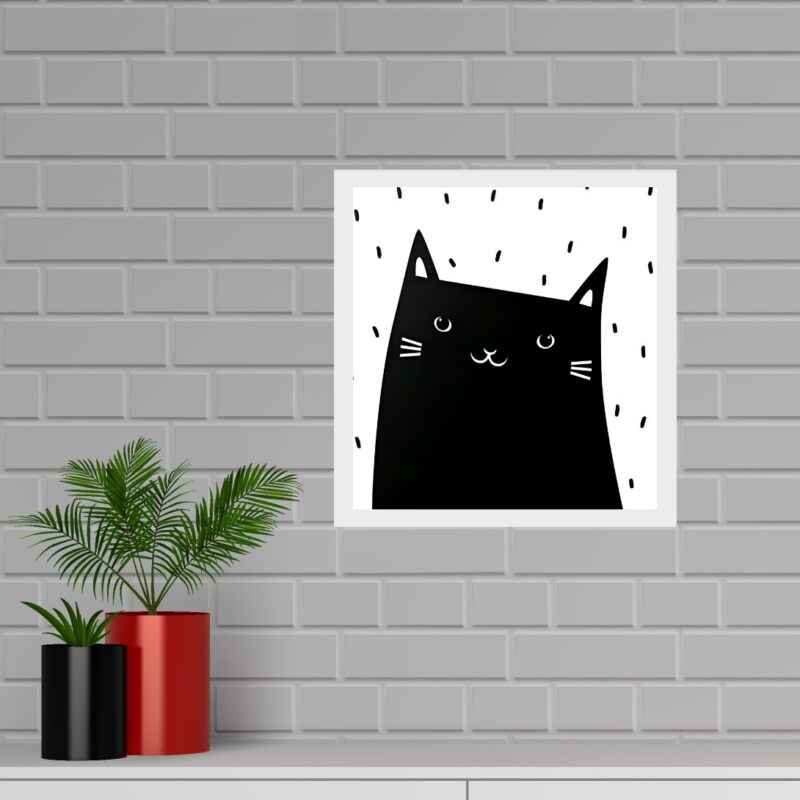 Quadro Quadrado Gatinho Escandinavo - 33x33 Cm