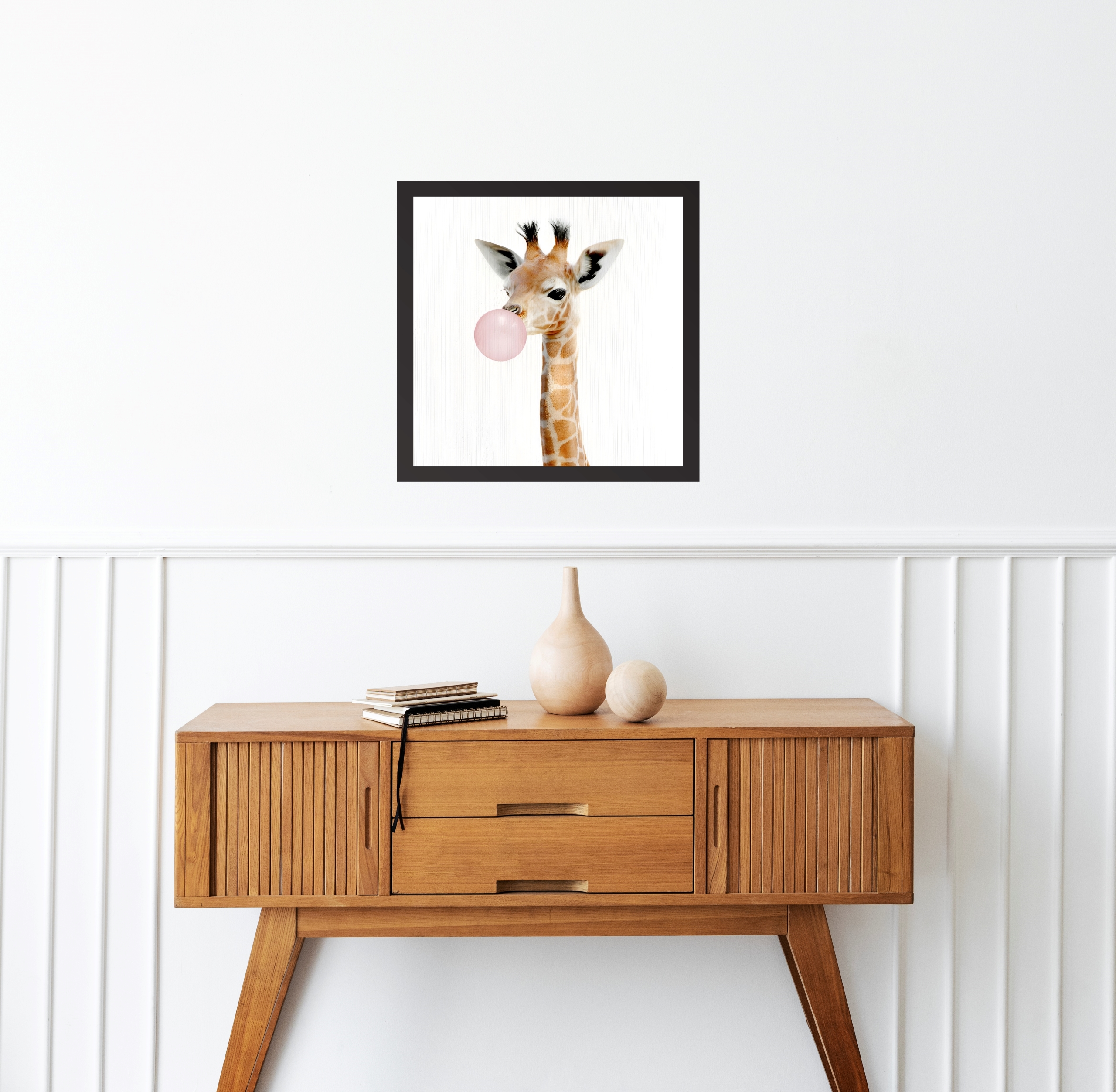 Quadro Quadrado Girafinha Chiclete - 33x33 Cm b