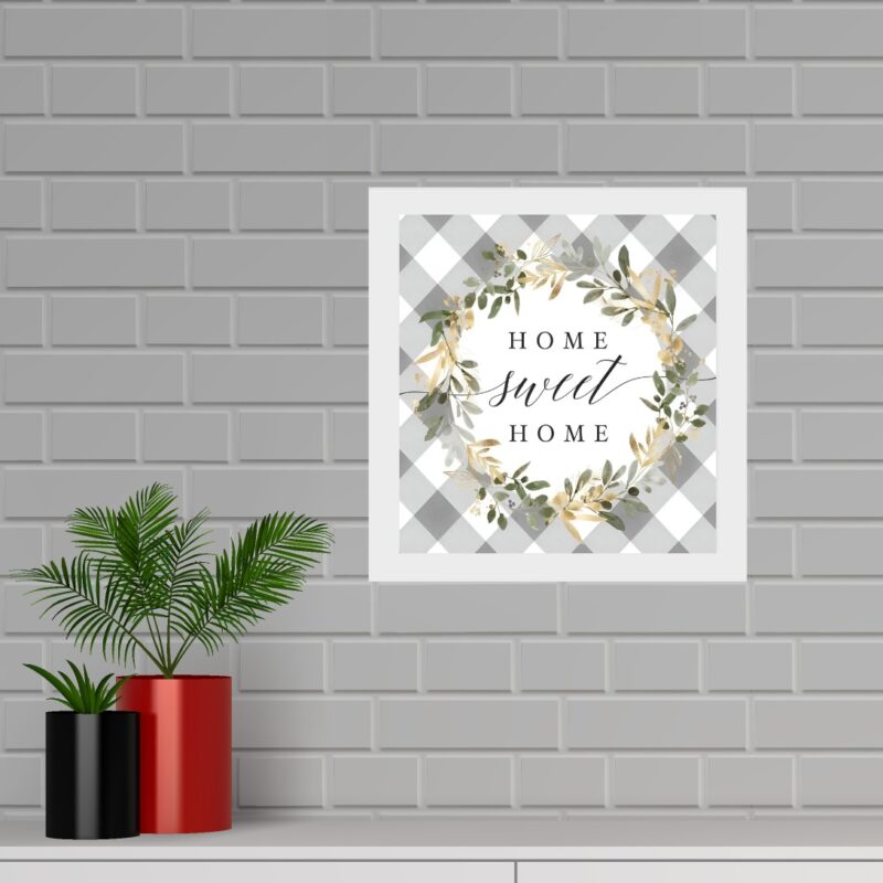 Quadro Quadrado Home Sweet Home Cinza - 33x33 Cm