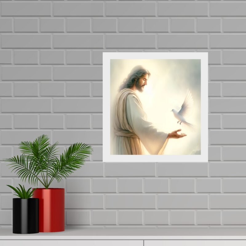 Quadro Quadrado Jesus e Espírito Santo - 33x33 Cm