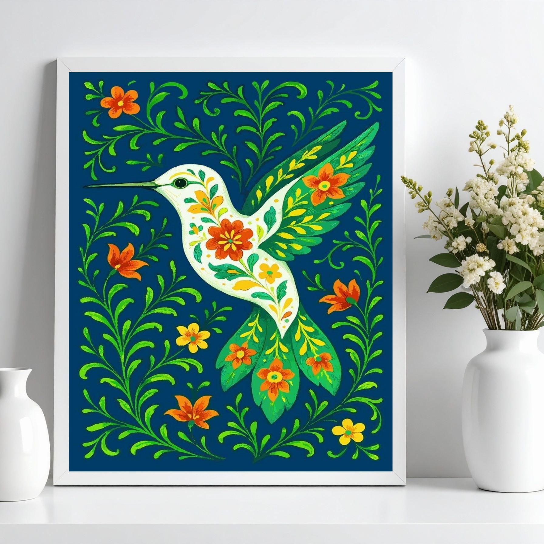 Quadro Beija-Flor Colibri Floral Farm b