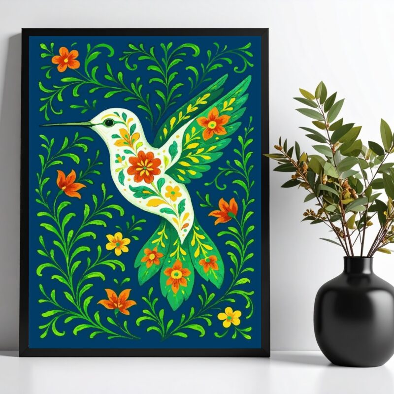 Quadro Beija-Flor Colibri Floral Farm