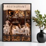Quadro Cães Na Cafeteria Restaurante