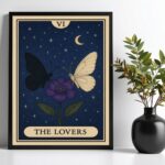 Quadro Carta Tarot The Lovers - Borboletas