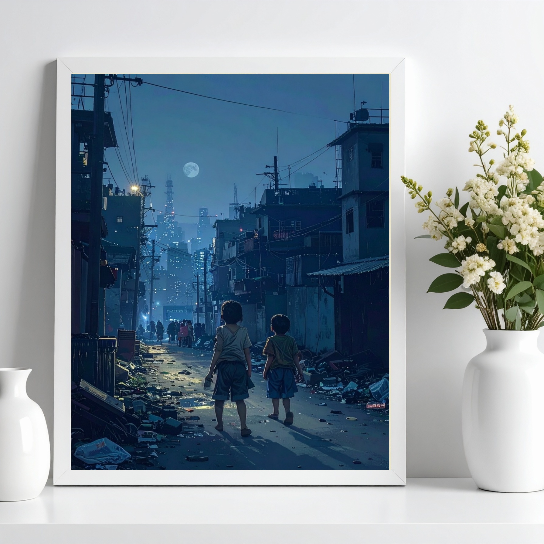 Quadro Crianças Na Favela a Noite b