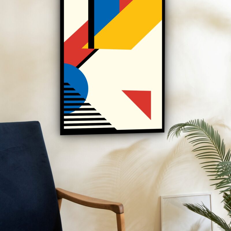 Quadro Decorativo Abstrato Amarelo Geométrico - 70x50 cm