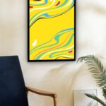 Quadro Decorativo Abstrato Aquarela Amarelo - 70x50 cm