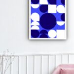 Quadro Decorativo Abstrato Azul Branco - 70x50 cm