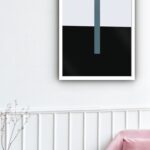 Quadro Decorativo Abstrato Azul Petróleo Minimalista-70x50cm