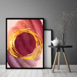 Quadro Decorativo Abstrato Círculo Dourado - 70x50 cm