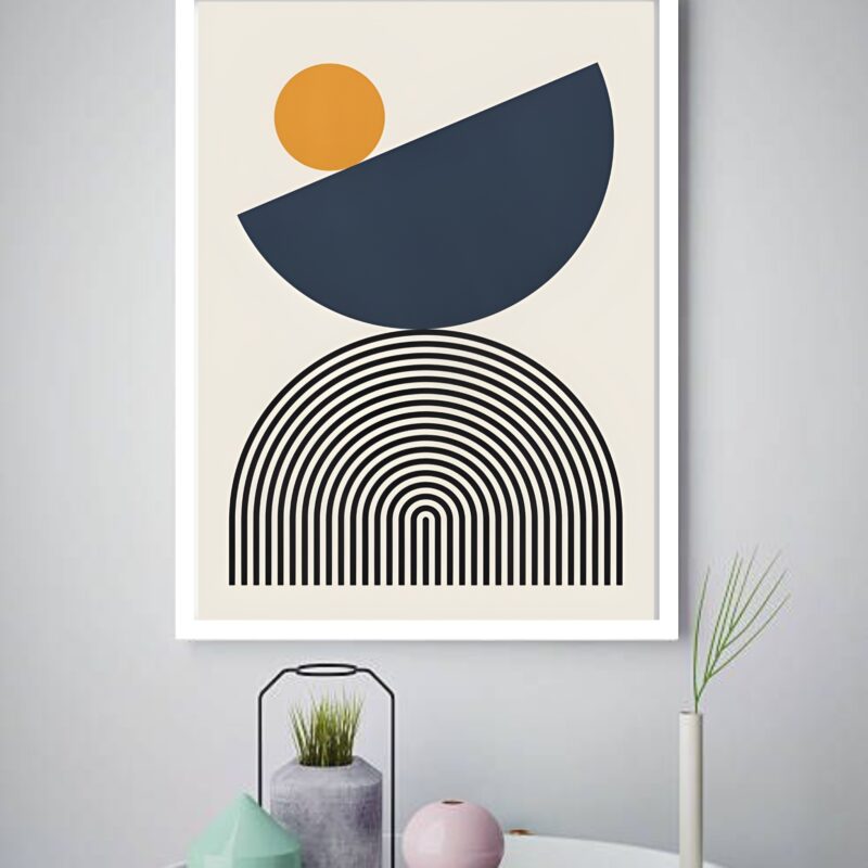Quadro Decorativo Abstrato Círculo Espiral Azul - 70x50 cm