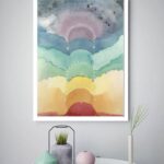Quadro Decorativo Abstrato Círculos Cores - 70x50 cm