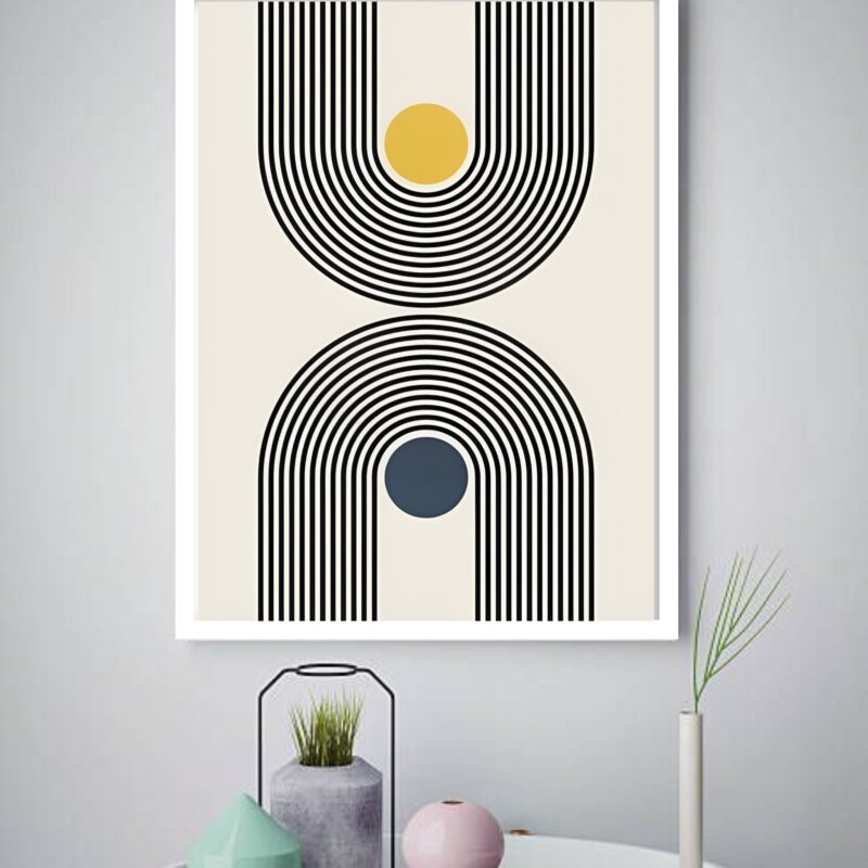 Quadro Decorativo Abstrato Círculos Espirais - 70x50 cm