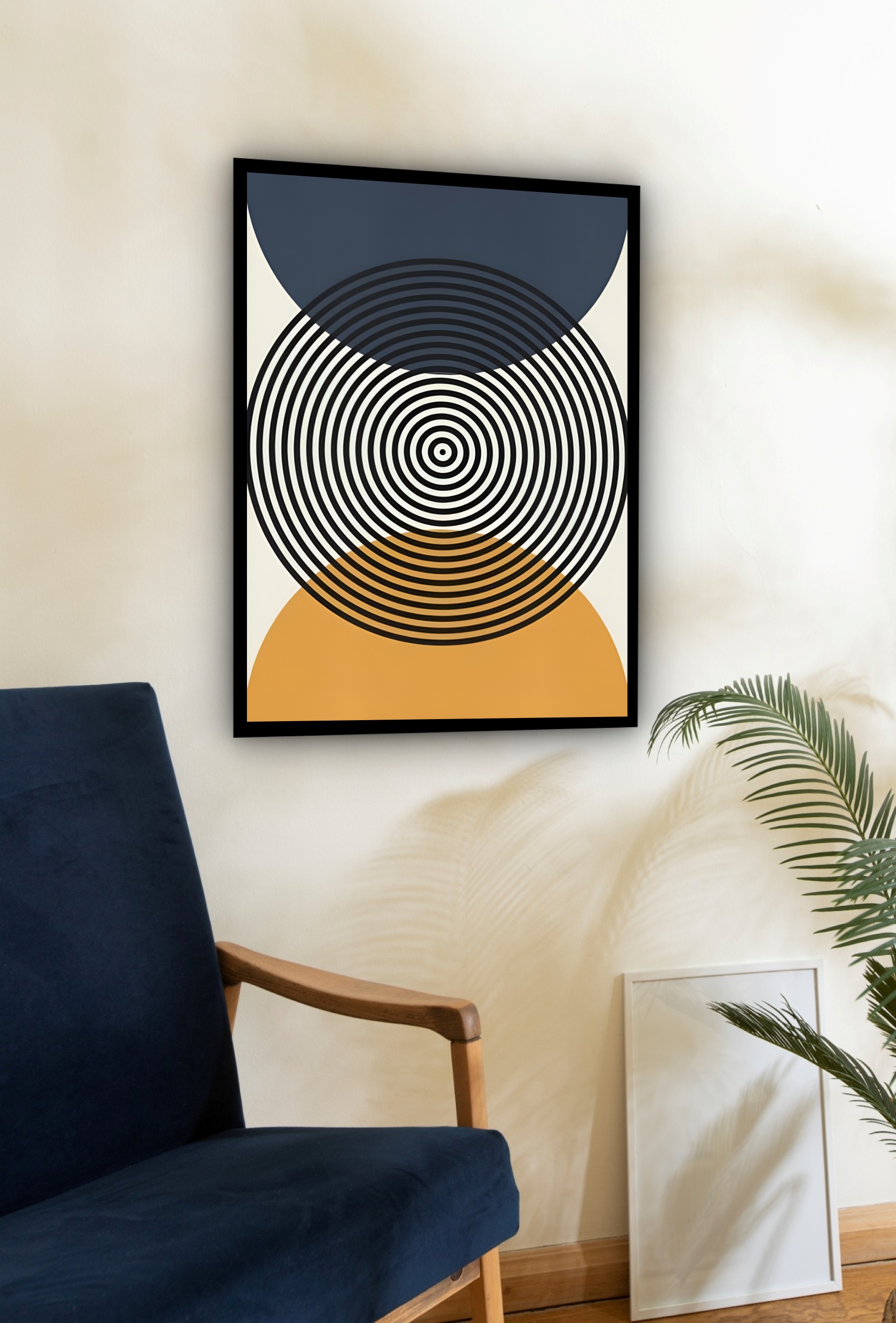 Quadro Decorativo Abstrato Círculos Espiral - 70x50 cm
