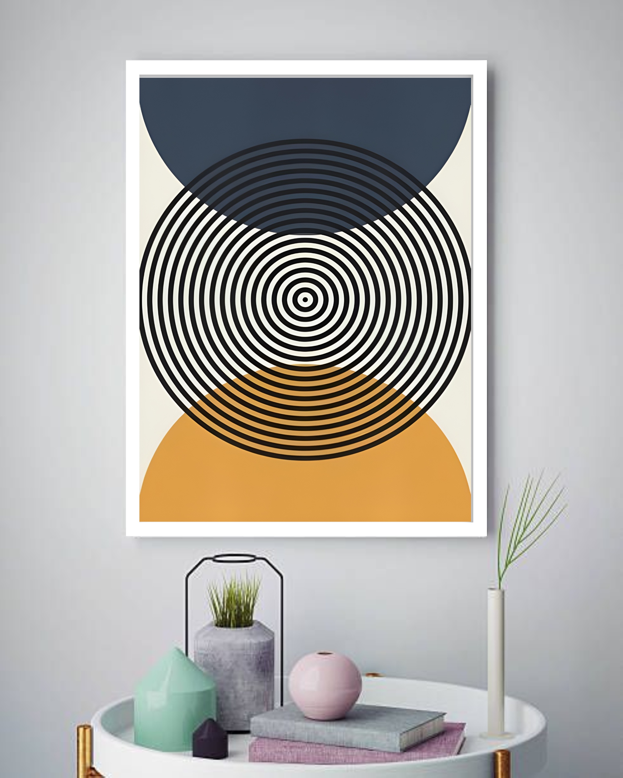 Quadro Decorativo Abstrato Círculos Espiral - 70x50 cm