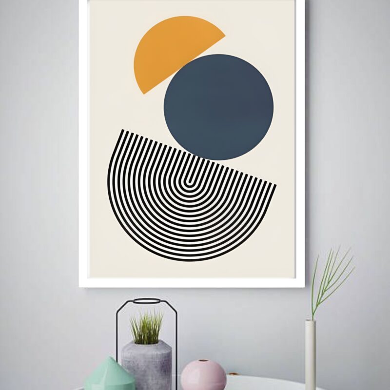 Quadro Decorativo Abstrato Círculos Espiral Preto - 70x50cm