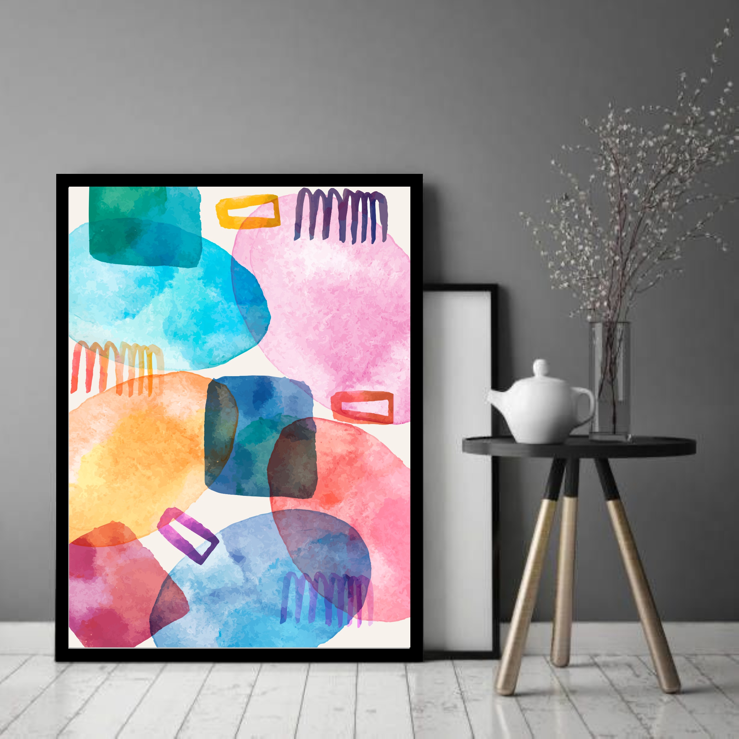 Quadro Decorativo Abstrato Cores Molas - 70x50 cm