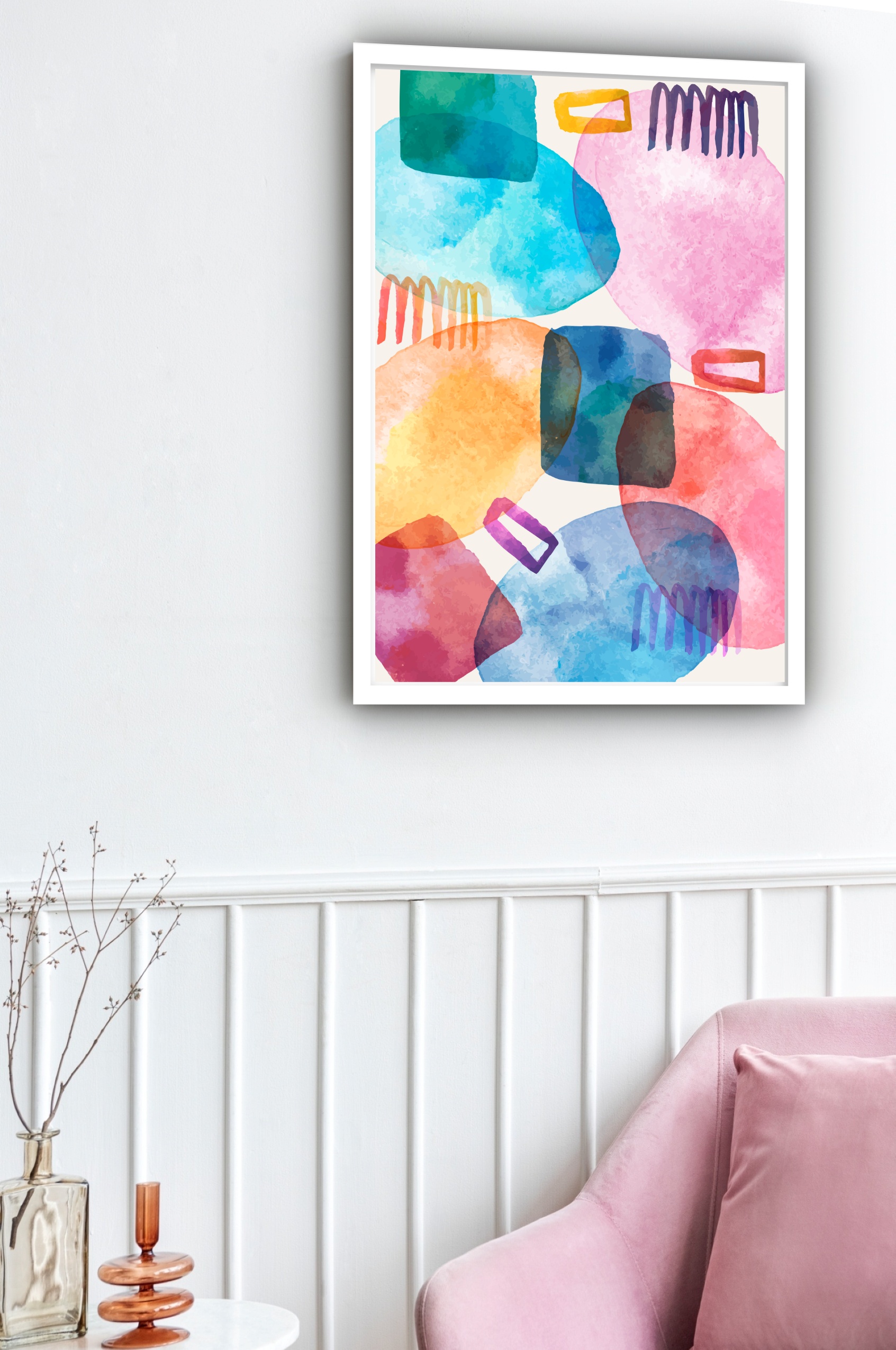 Quadro Decorativo Abstrato Cores Molas - 70x50 cm
