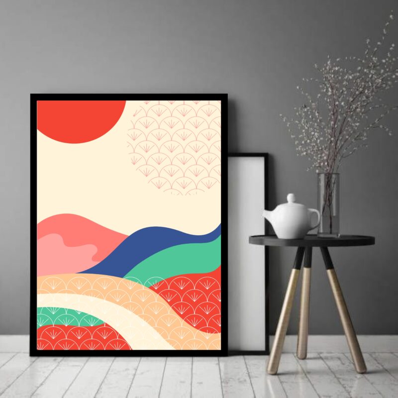 Quadro Decorativo Abstrato Cores Ondas - 70x50 cm
