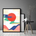 Quadro Decorativo Abstrato Cores Ondas Círculo - 70x50 cm