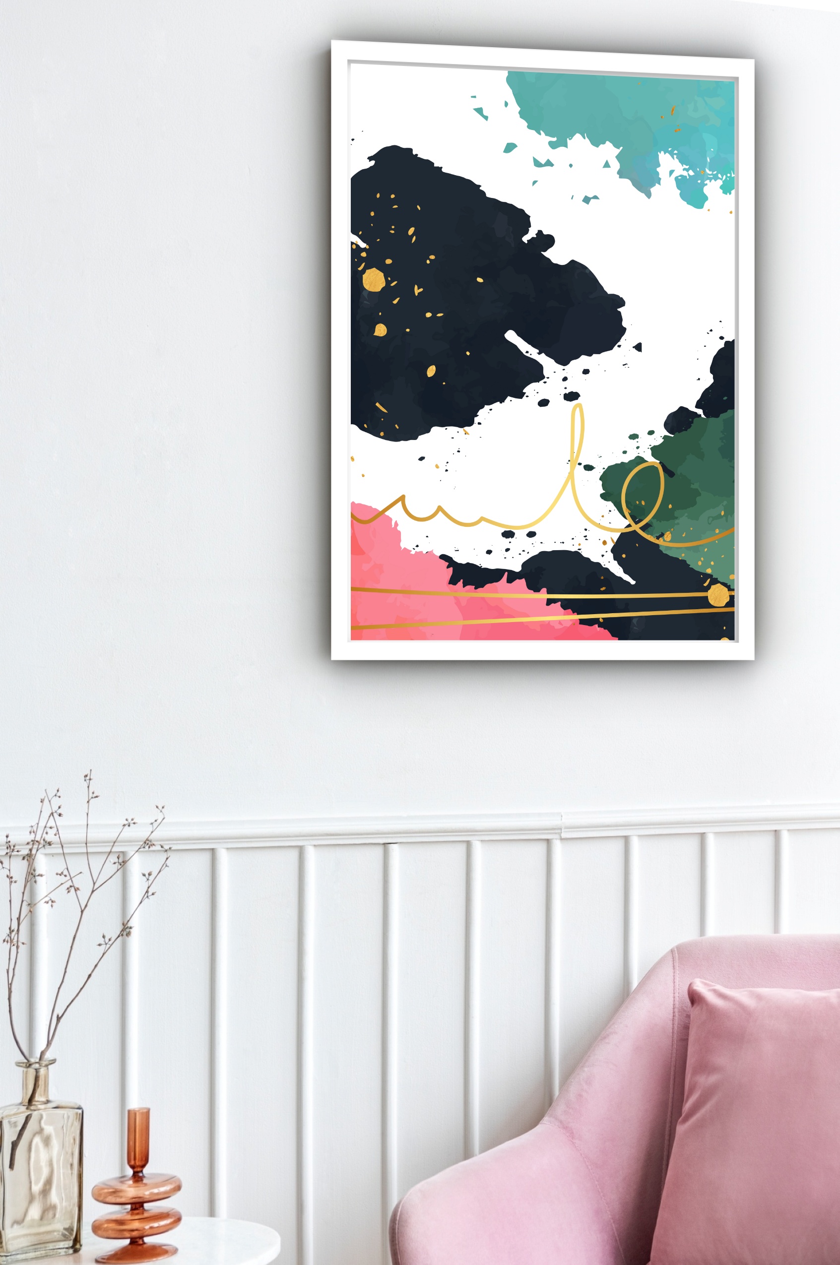 Quadro Decorativo Abstrato Cores Pintura - 70x50 cm