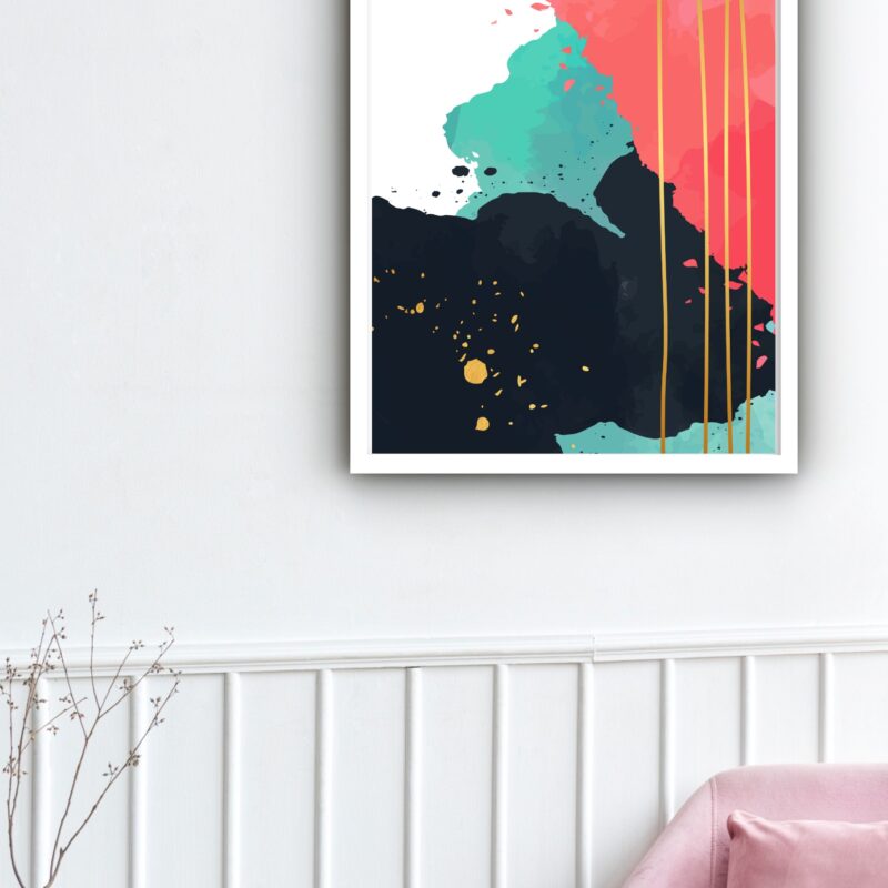 Quadro Decorativo Abstrato Cores Pintura Riscado - 70x50 cm