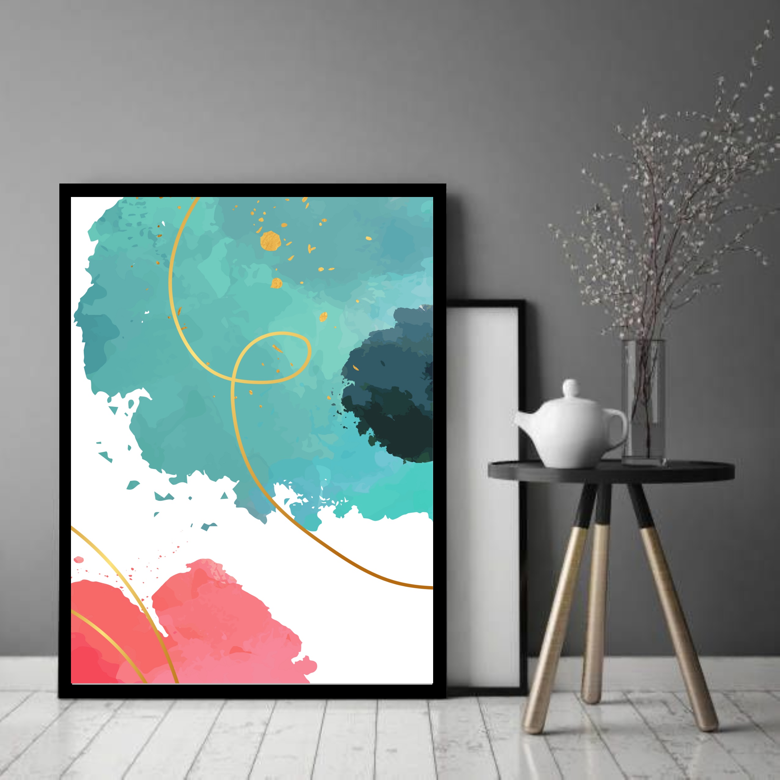 Quadro Decorativo Abstrato Cores Pintura Risco - 70x50 cm
