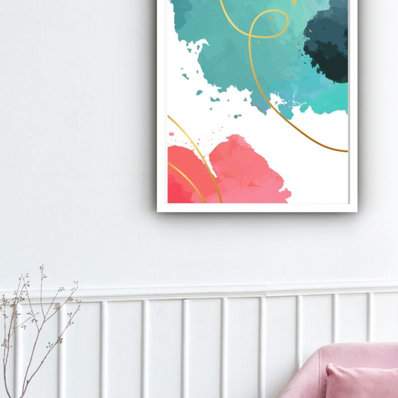 Quadro Decorativo Abstrato Cores Pintura Risco - 70x50 cm