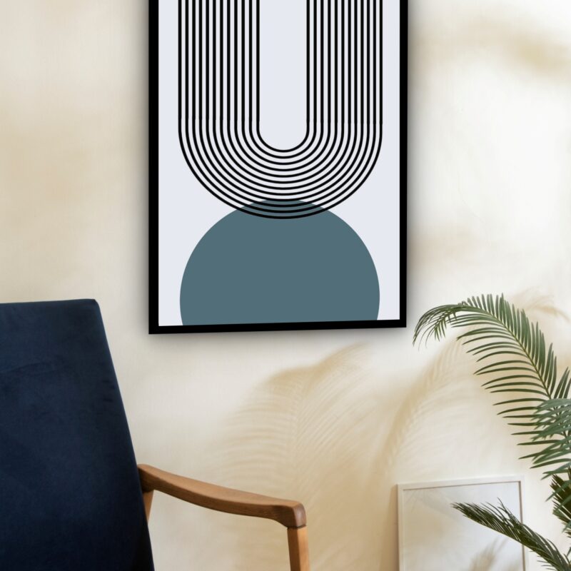 Quadro Decorativo Abstrato Espiral Circulo Cinza - 70x50 cm