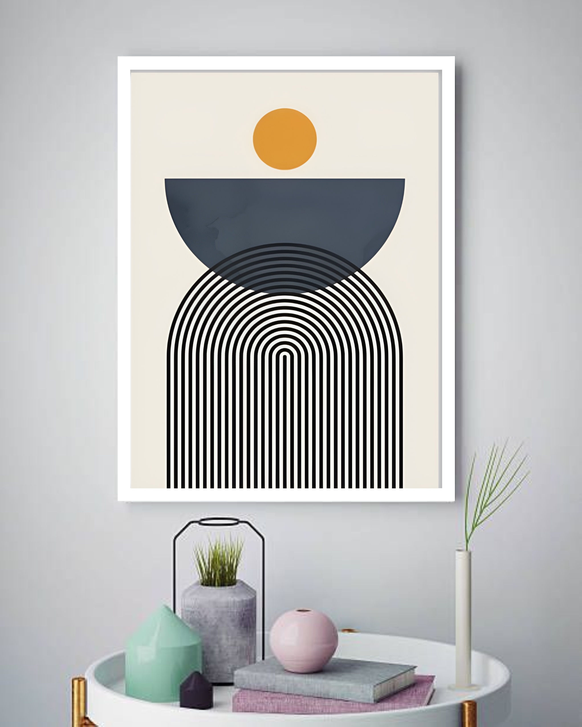 Quadro Decorativo Abstrato Espiral Círculos - 70x50 cm