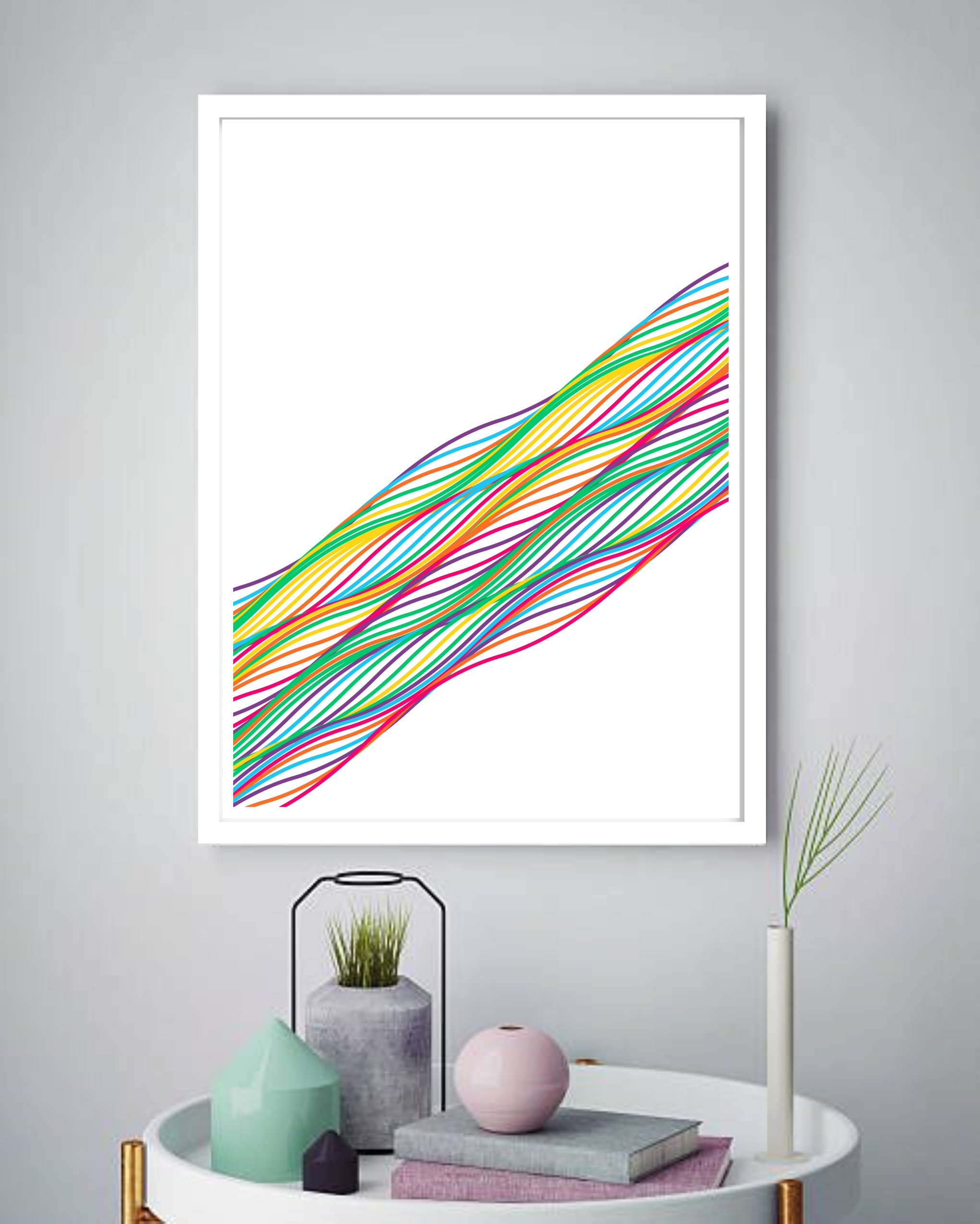 Quadro Decorativo Abstrato Fios Coloridos - 70x50 cm