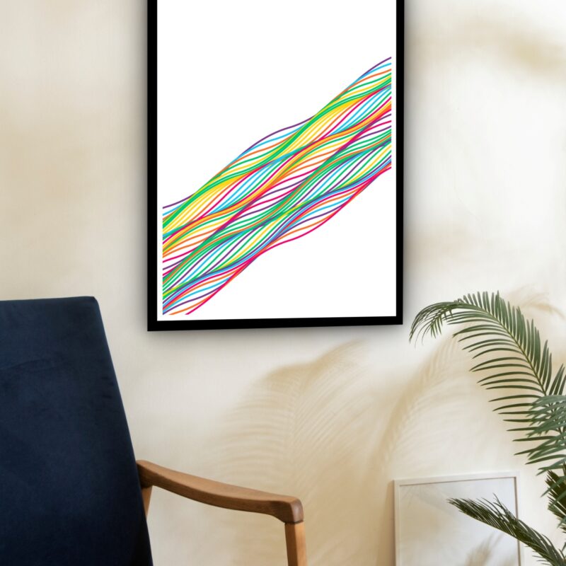 Quadro Decorativo Abstrato Fios Coloridos - 70x50 cm