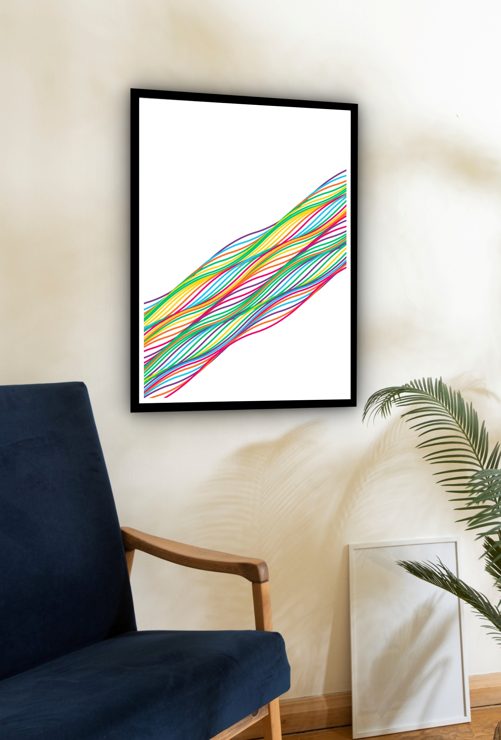 Quadro Decorativo Abstrato Fios Coloridos - 70x50 cm