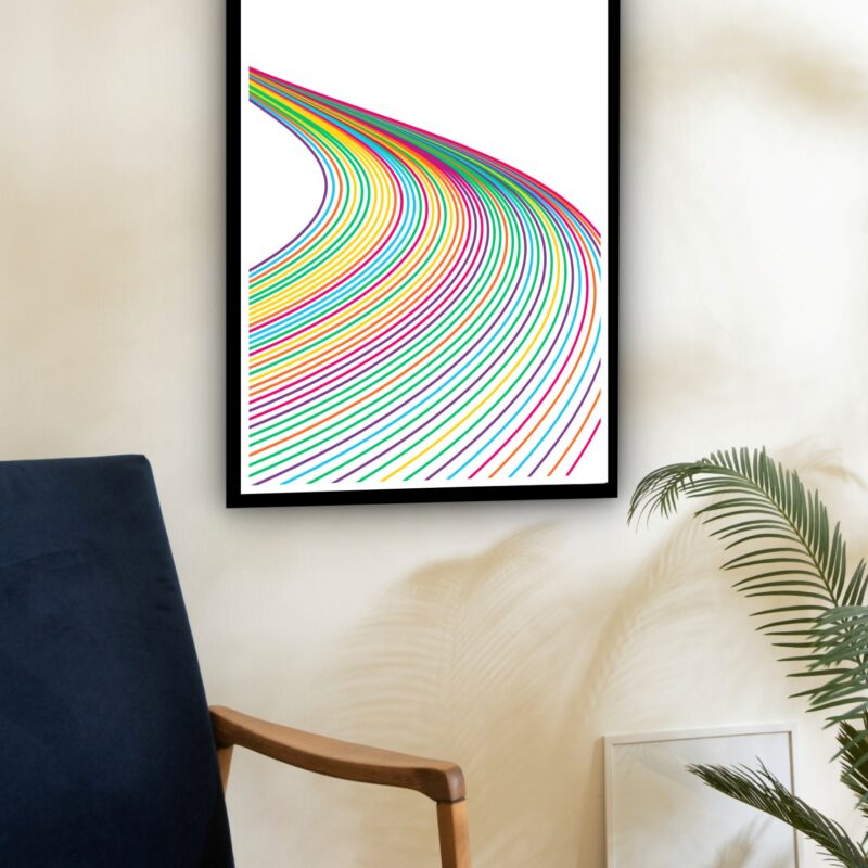 Quadro Decorativo Abstrato Fios Coloridos Caminho -70x50cm