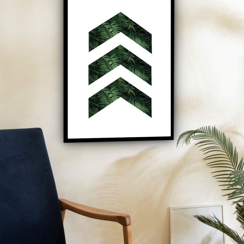 Quadro Decorativo Geométrico Folhas - 70x50 cm