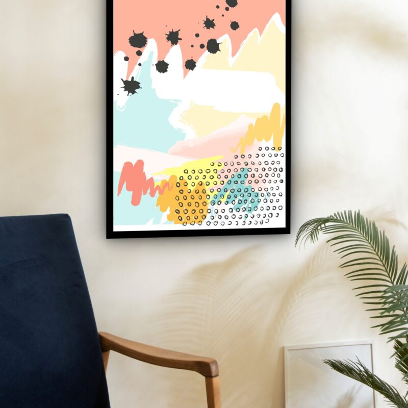 Quadro Decorativo Abstrato Formas Aquarela - 70x50 cm