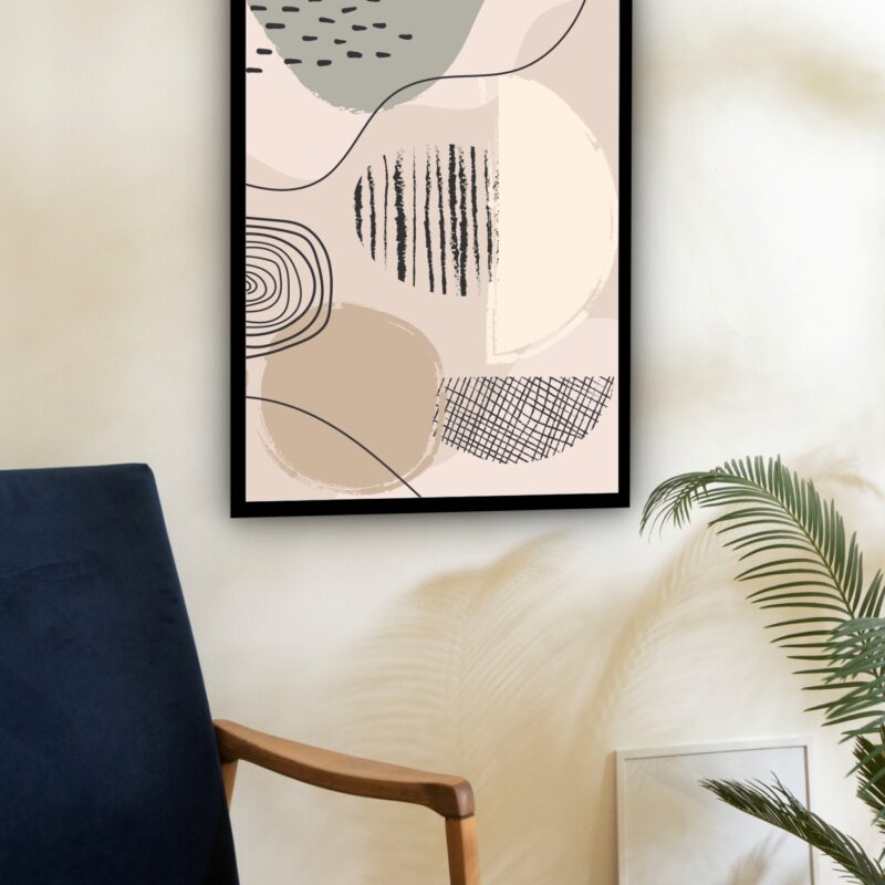 Quadro Decorativo Abstrato Formas Bege - 70x50 cm