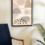 Quadro Decorativo Abstrato Formas Bege Preto - 70x50 cm
