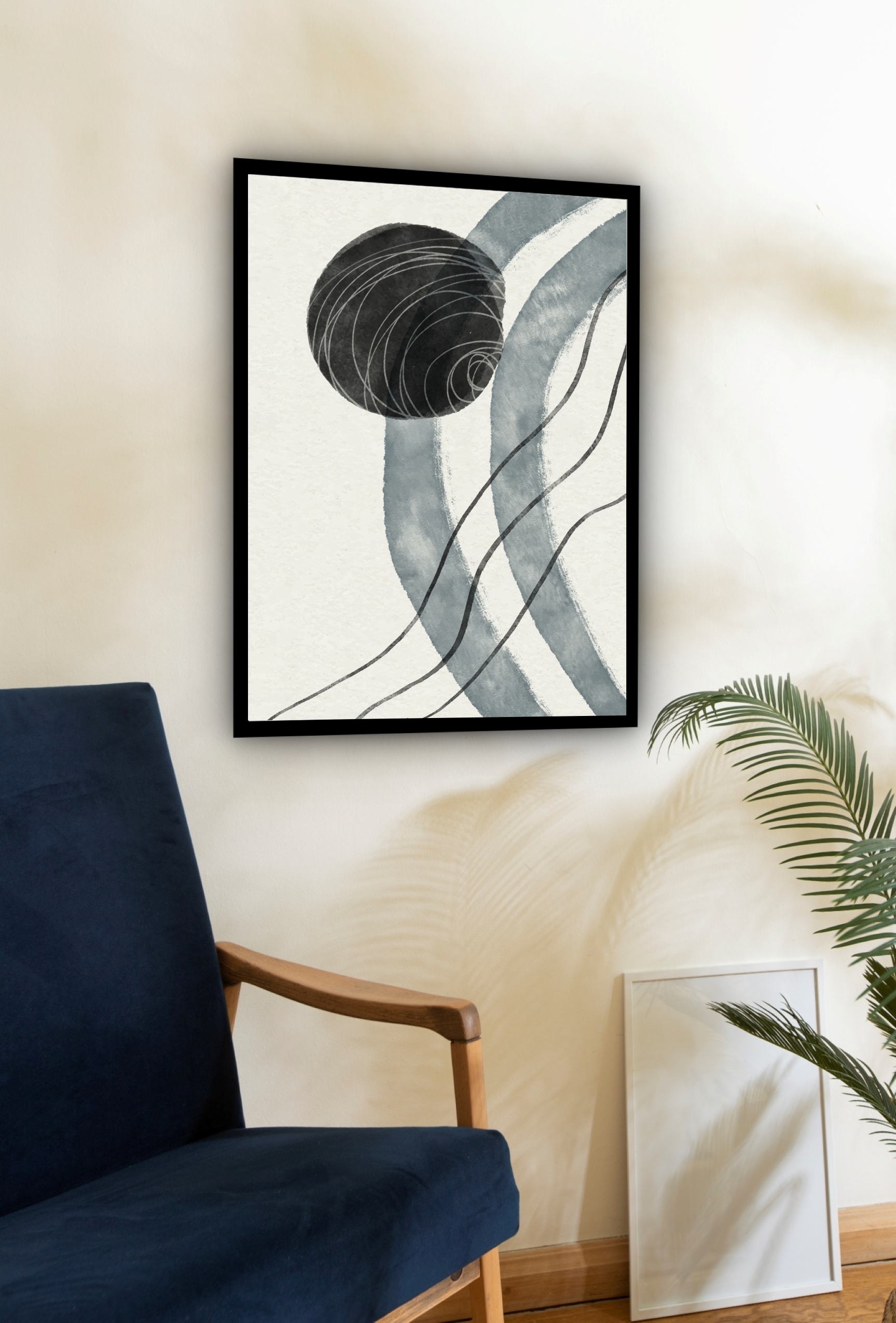 Quadro Decorativo Abstrato Formas Cinza - 70x50 cm