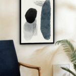 Quadro Decorativo Abstrato Formas Cinza Preto - 70x50 cm