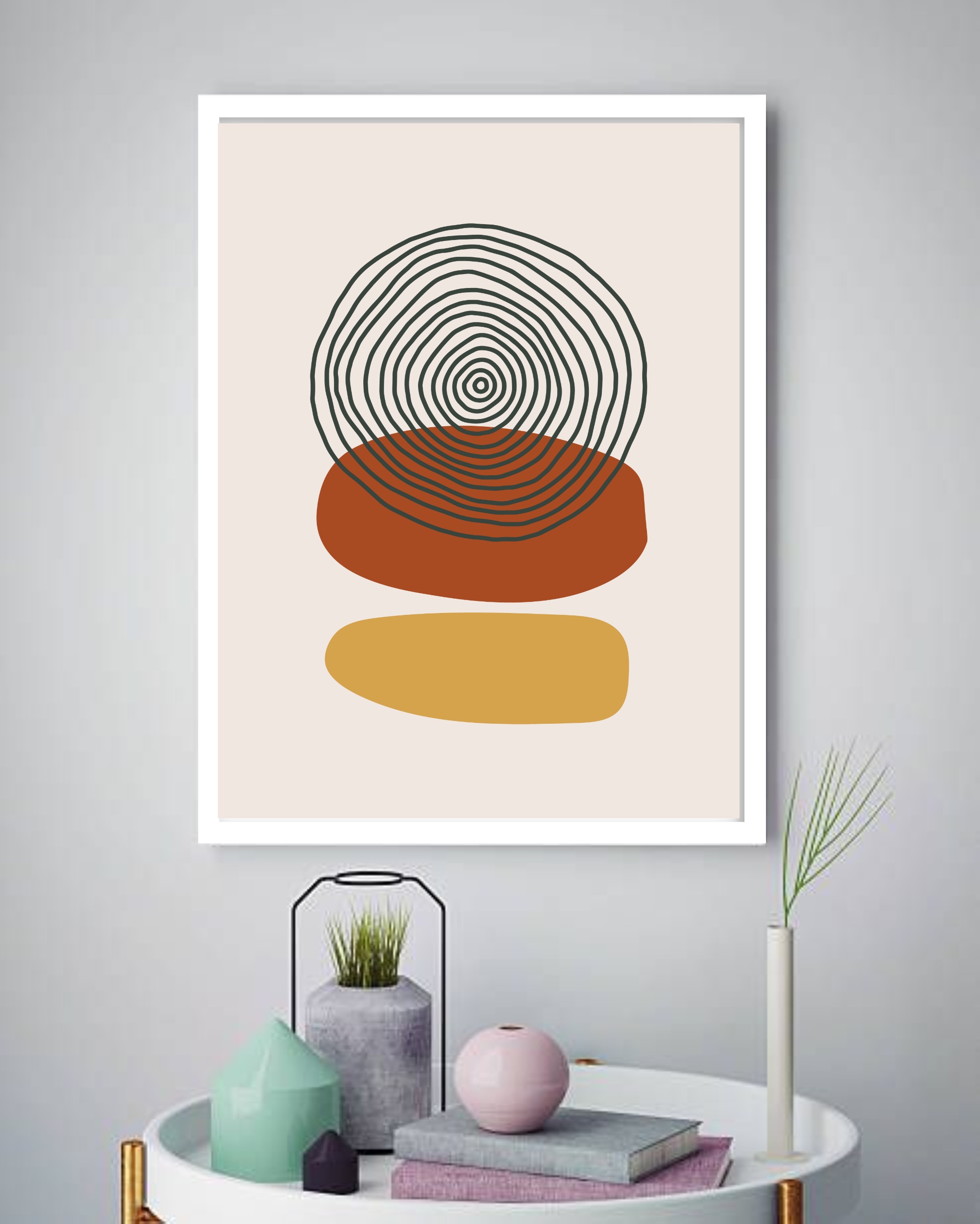 Quadro Decorativo Abstrato Formas Espiral - 70x50 cm