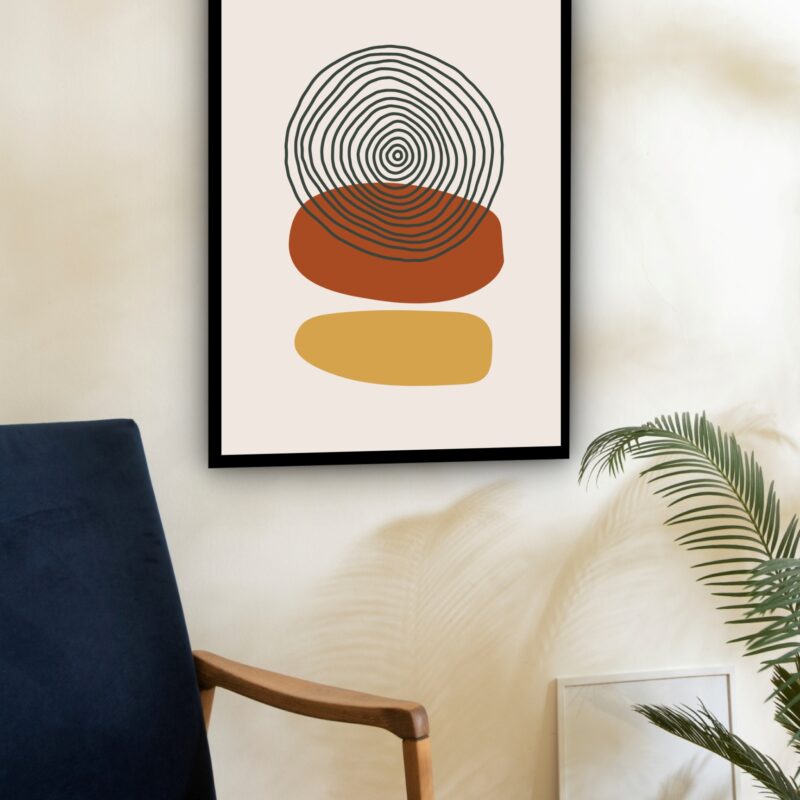 Quadro Decorativo Abstrato Formas Espiral - 70x50 cm