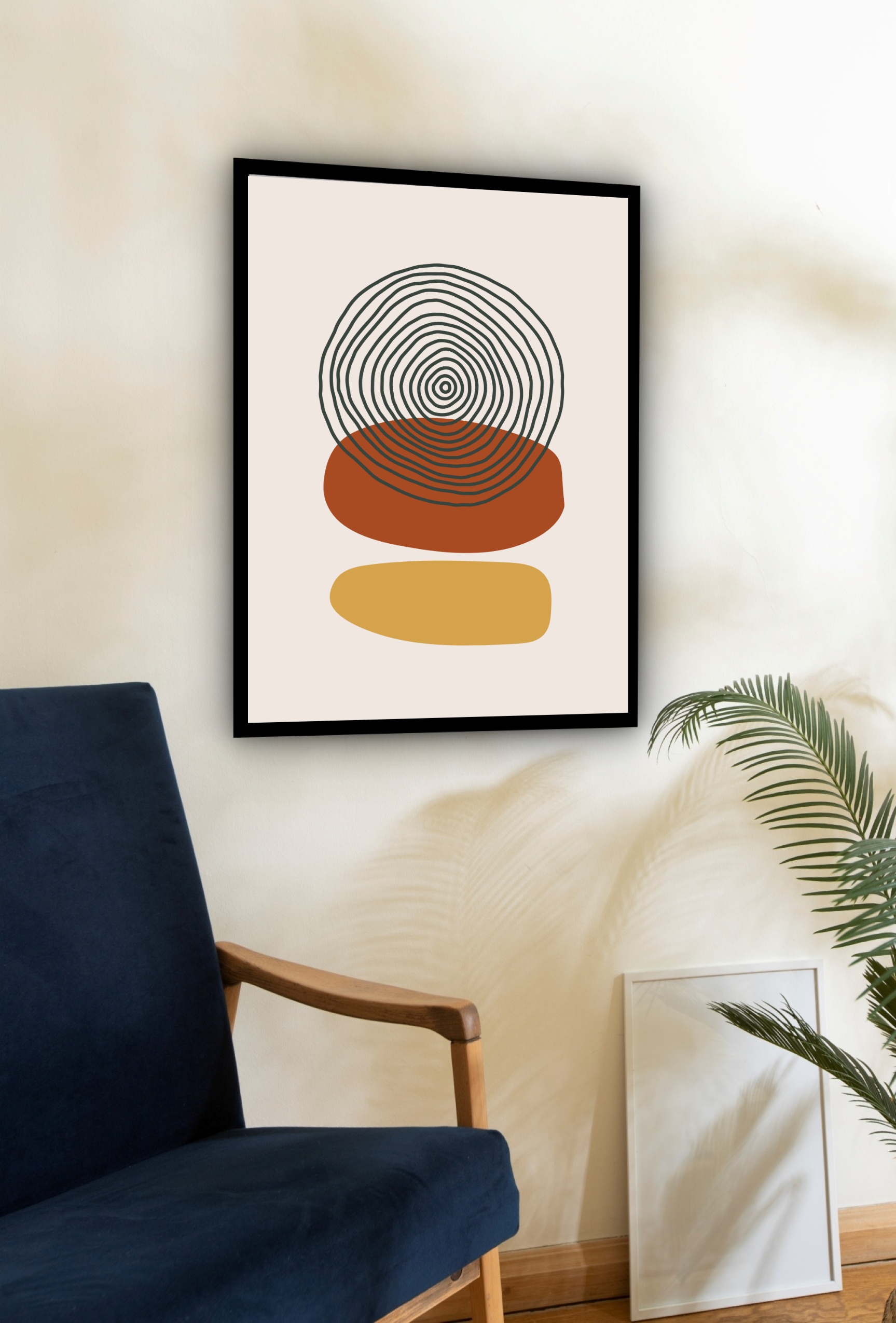 Quadro Decorativo Abstrato Formas Espiral - 70x50 cm