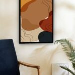Quadro Decorativo Abstrato Formas Marrom - 70x50 cm