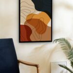 Quadro Decorativo Abstrato Formas Marrom Bege - 70x50 cm